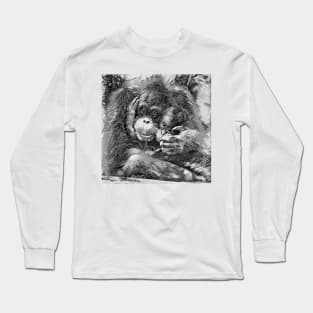 AnimalArtBW OrangUtan 003 Long Sleeve T-Shirt